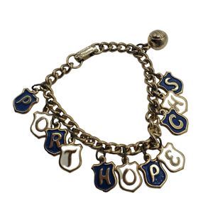 Vintage Gold Tone Port Hope Catholic High School Michigan Charm Bracelet